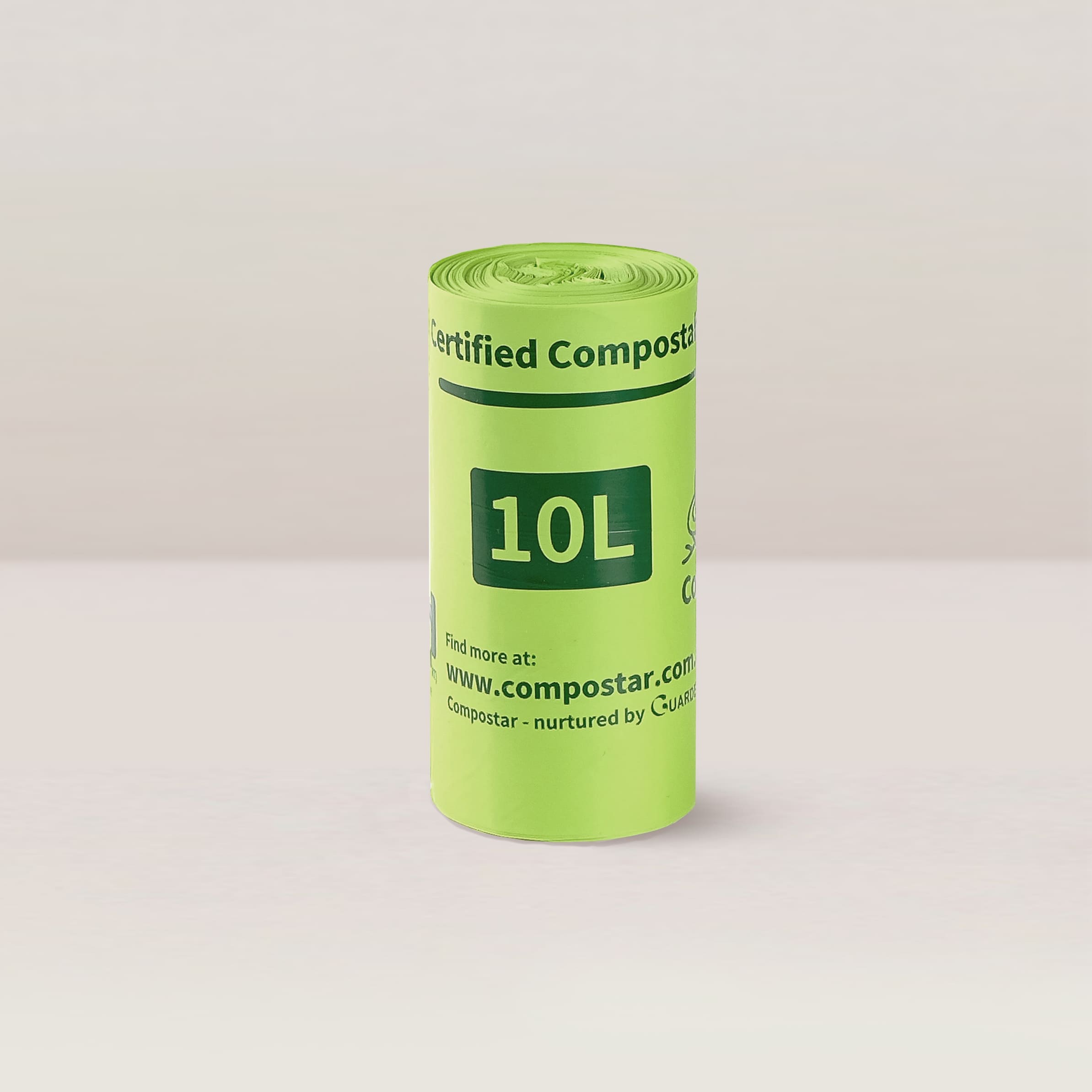 A single roll of 10L small compostable bags for kitchen organic waste