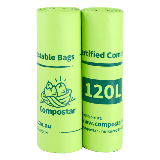 This rubbish bag is certified compostable. Made from plant-based compostable materials that safely decompose and are suitable for approved councigreen bin / FOGO programs