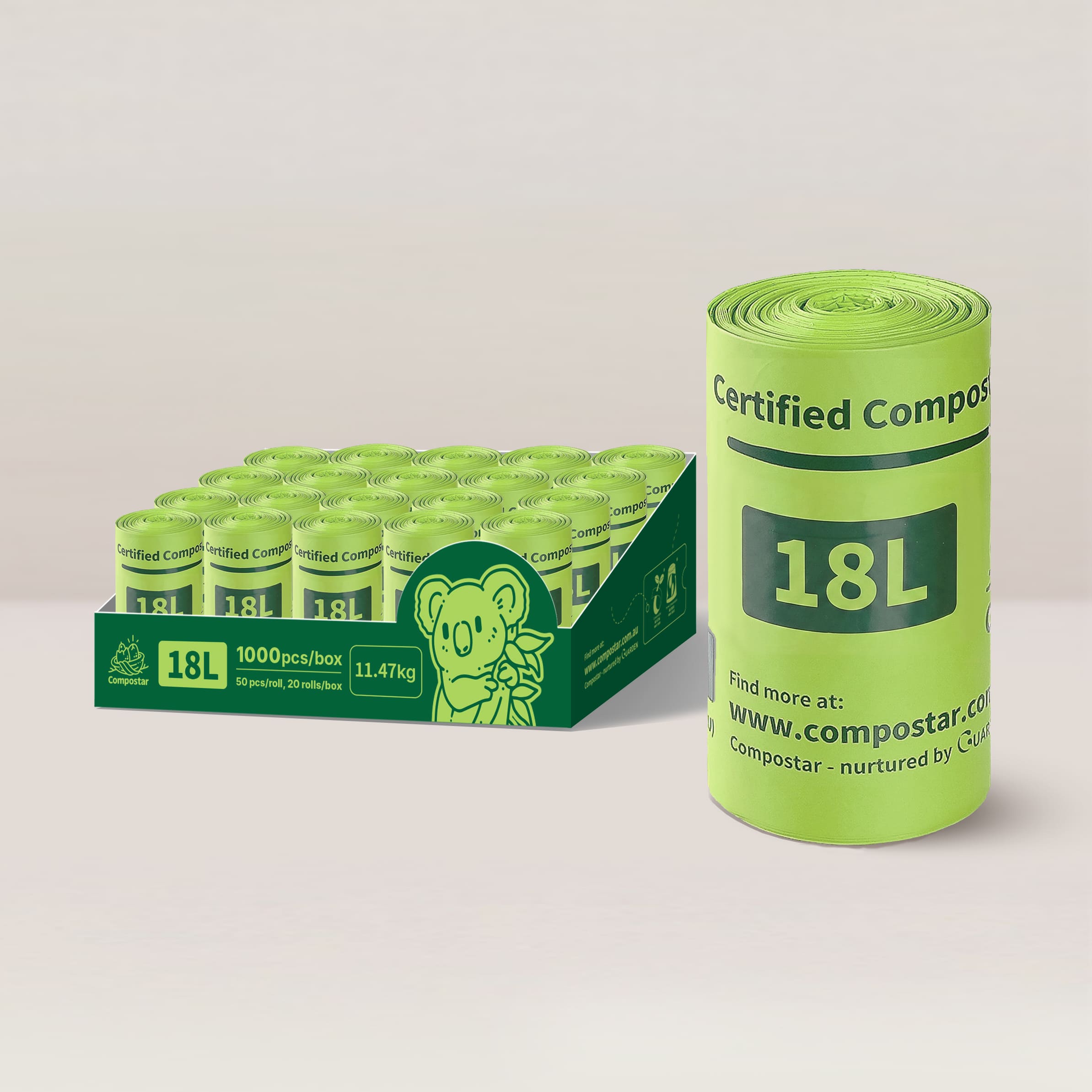18L compostable food waste caddy liners carton pack for small kitchen bins and café food waste collection