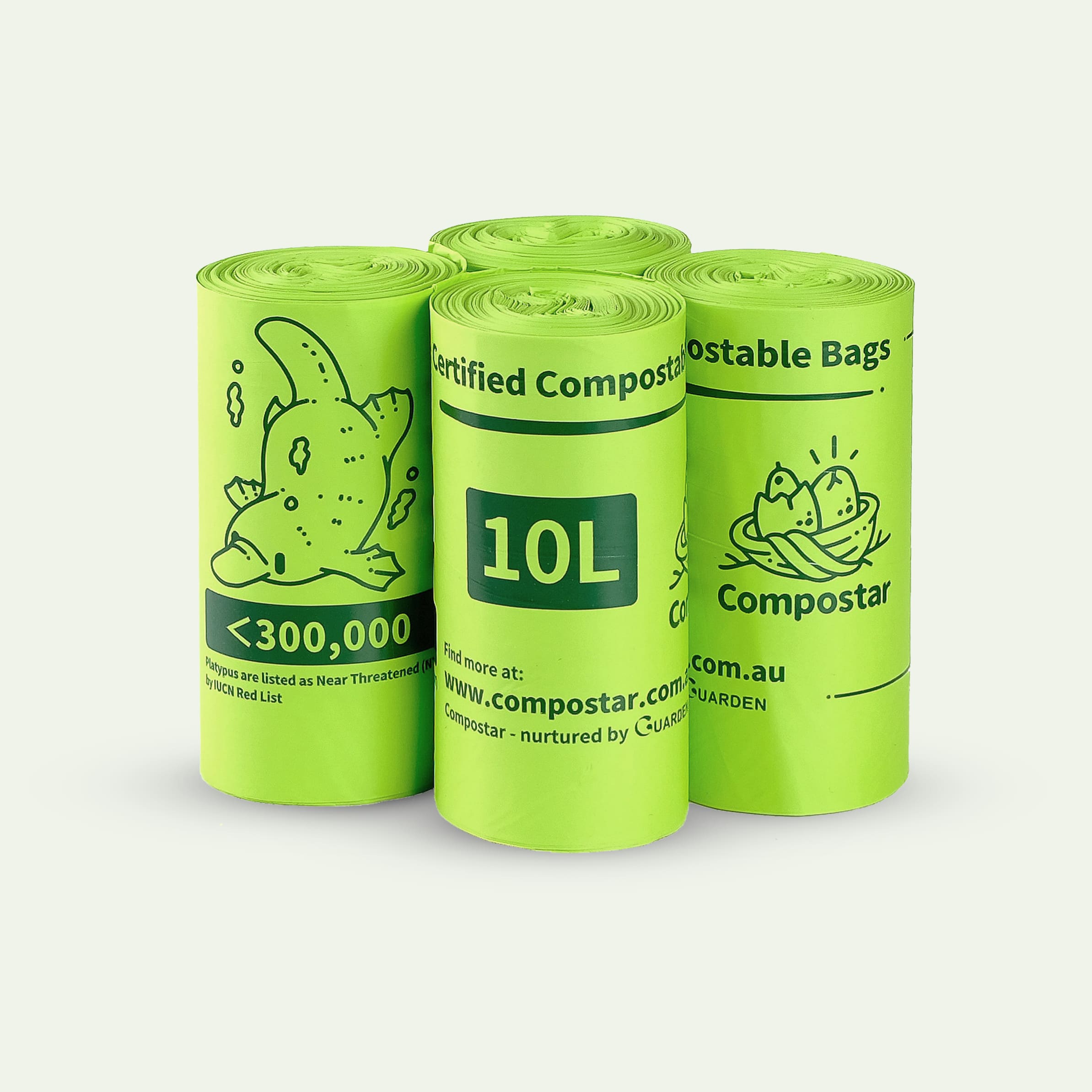 4 Rolls Dog Waste Bags Refill Pack. Certified Organics Bin Liners standard for council bins & FOGO Bin Liners