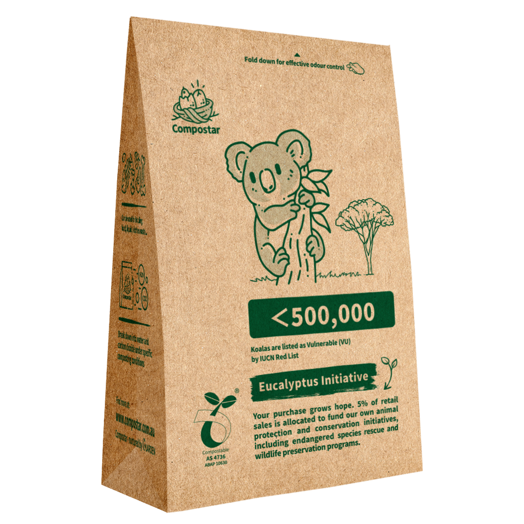 Compostable Paper Bags are suitable for approved councilgreen bin / FOGO programs,Sturdy, can be placed independently Compostable to AS 4736· Waterproof & leak-proof for 24 hours· Oil and grease resistant· Wide temperature tolerance· Breaks down completely, leaving no trace