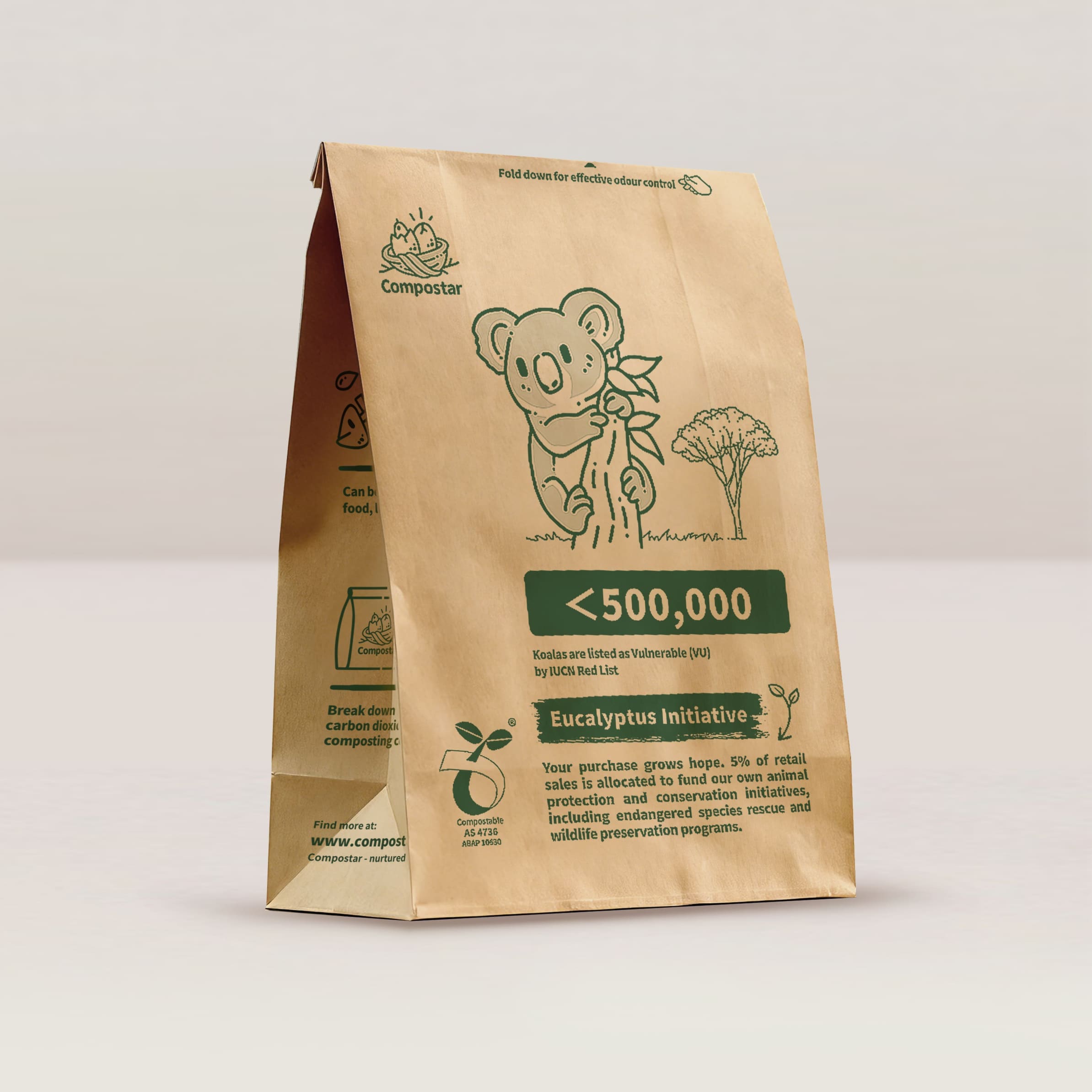 72-hour waterproof compostable paper food scrap bags for small bin use