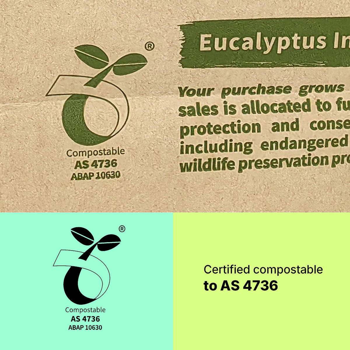 AS4736 certified small compostable paper bags accepted by AU councils