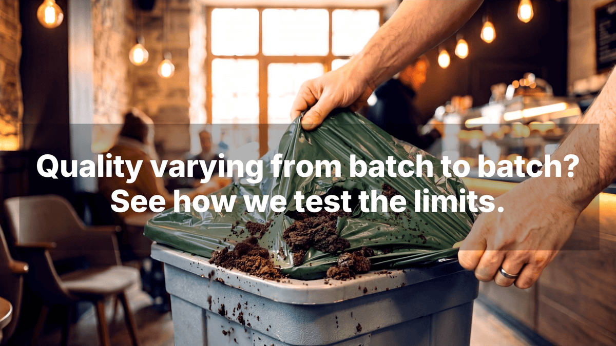 Compostar batch quality control test for compostable bin liner supply