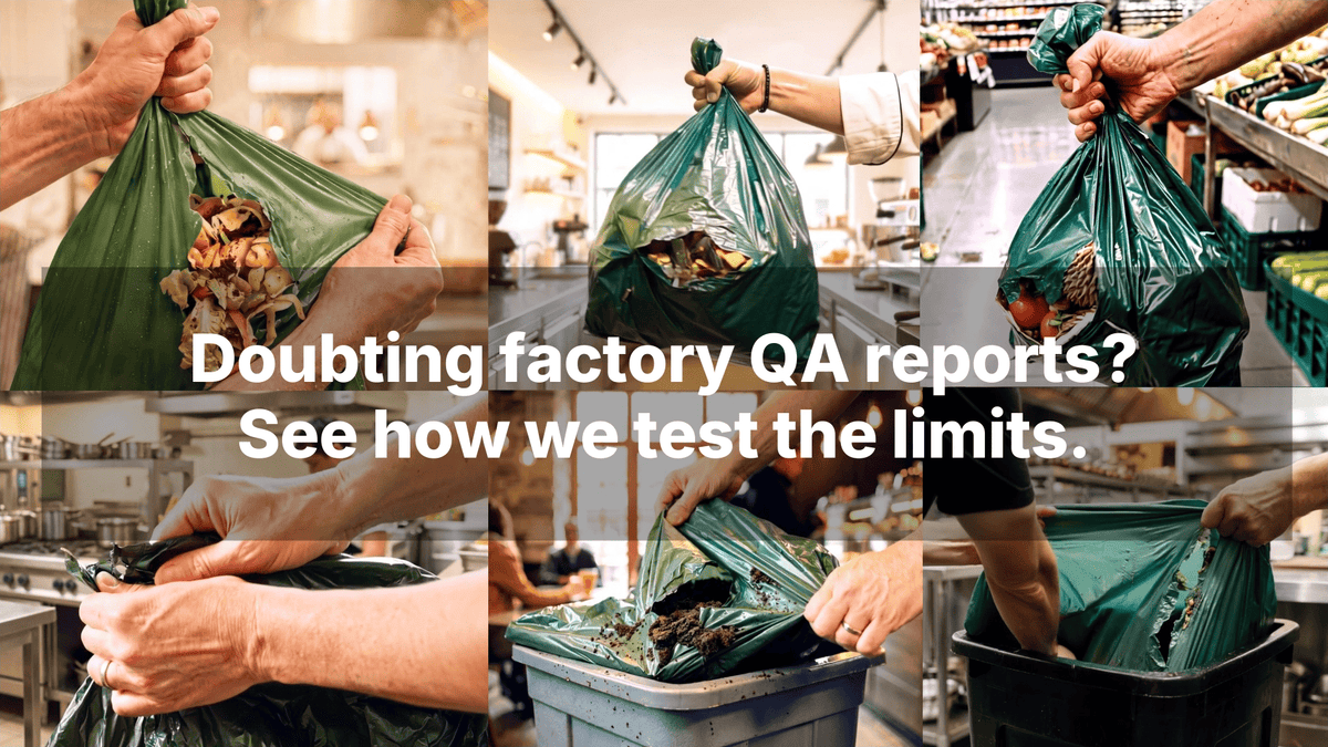 Compostar factory QA report review for wholesale compostable bin liner buyers