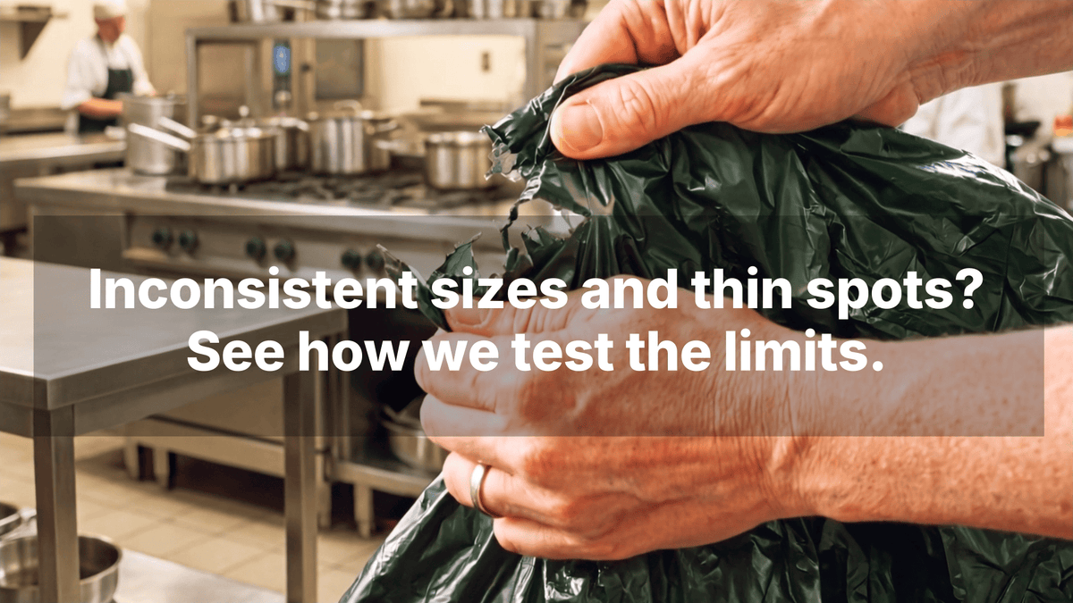 Compostar size and thickness consistency check for wholesale compostable bin liners