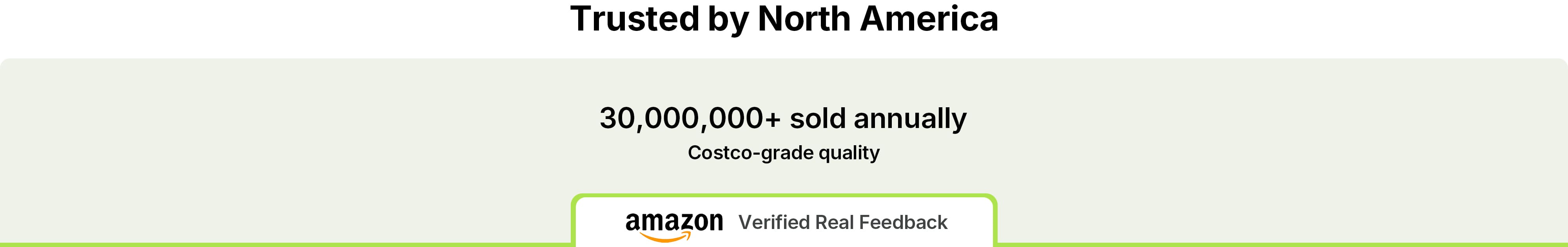 Compostar trust banner showcasing North American market success with over 30 million sold annually and Costco-grade quality standards.