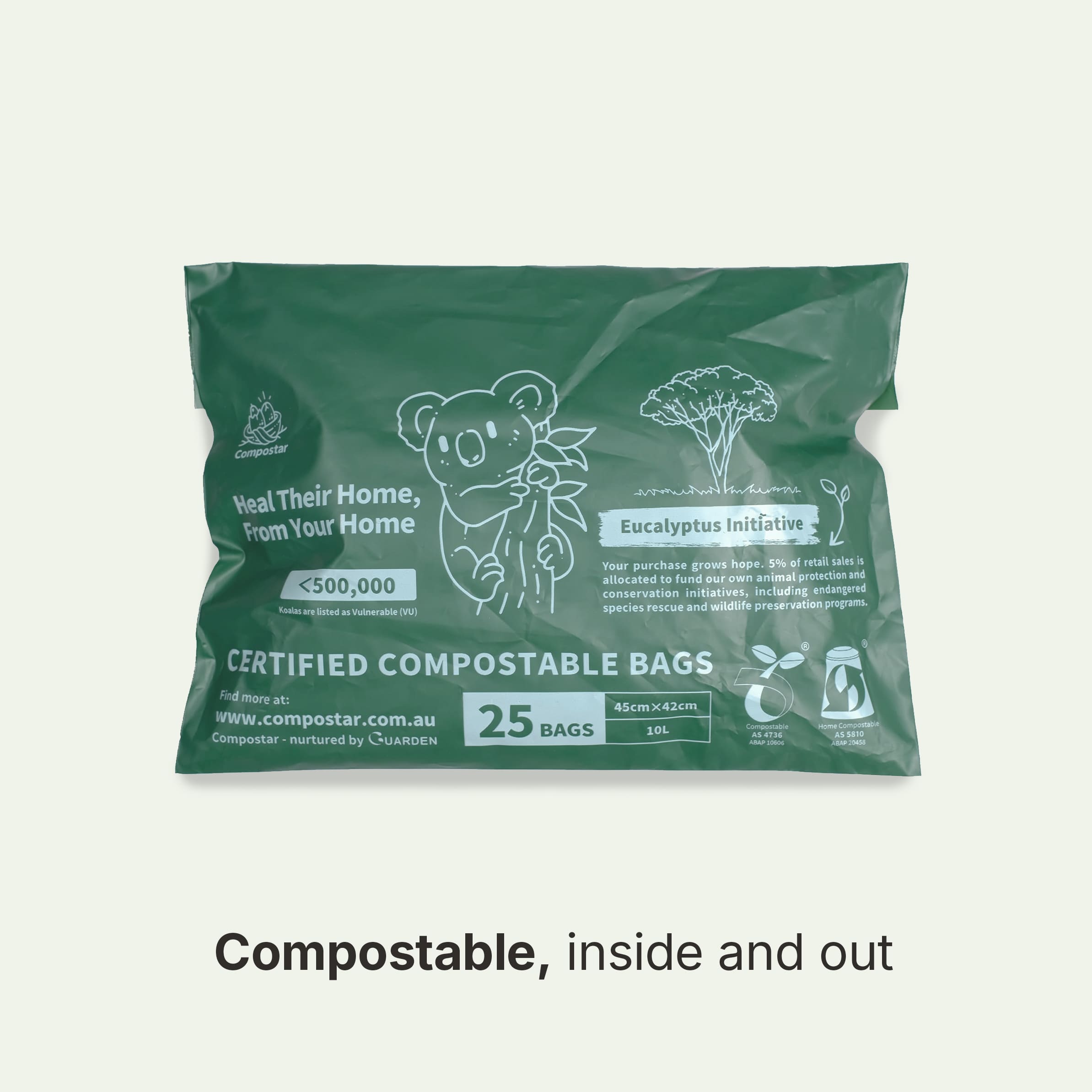 25 Pack Compostable Courier Bags Trial Size. Dispose in Green bin bags Council. Plastic free eco bin bags alternative.