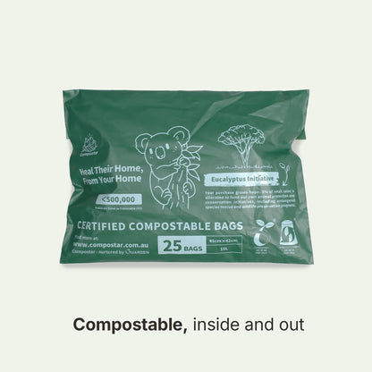 25 Pack Compostable Courier Bags Trial Size. Dispose in Green bin bags Council. Plastic free eco bin bags alternative.