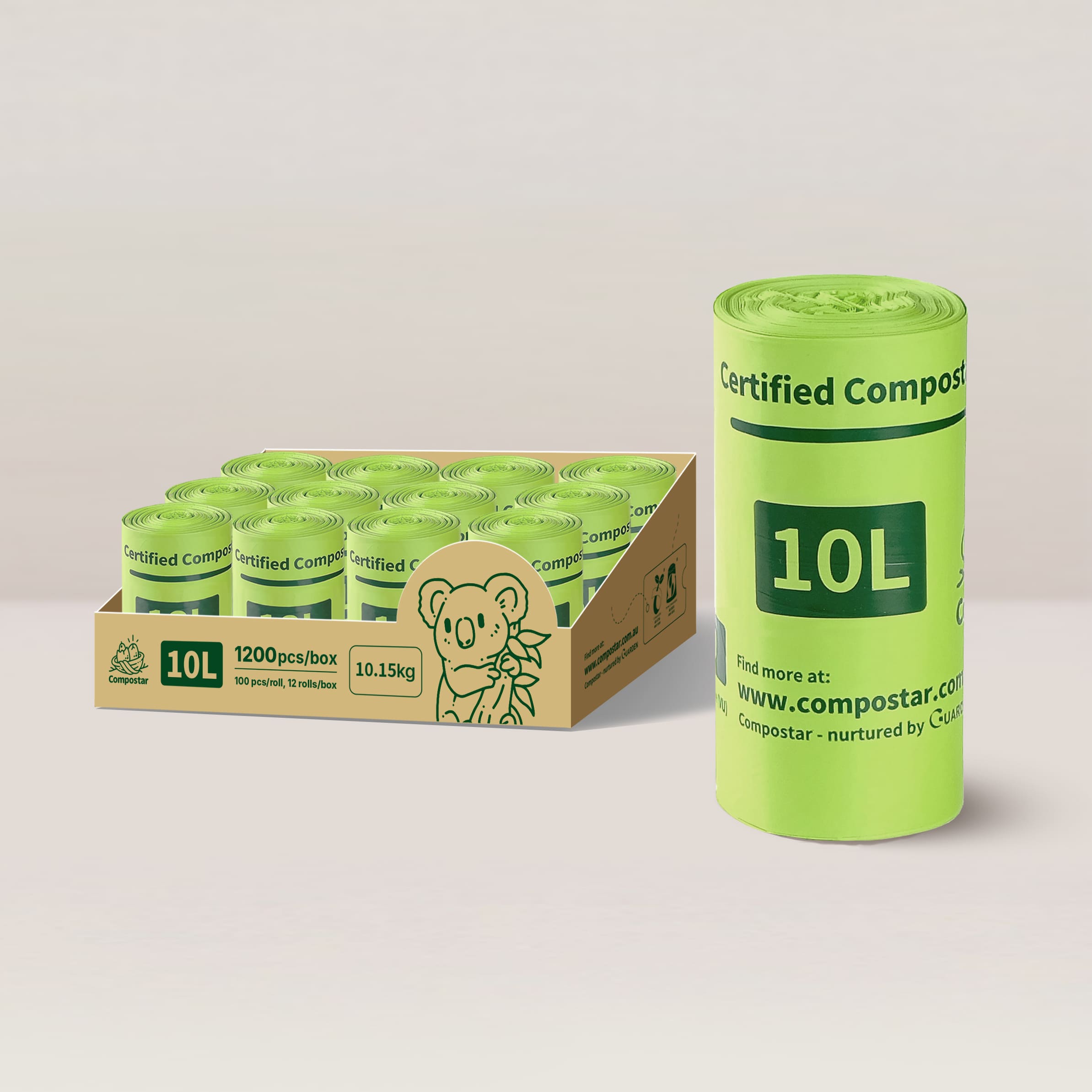 10L compostable film liners in carton pack for food waste caddies and business supply
