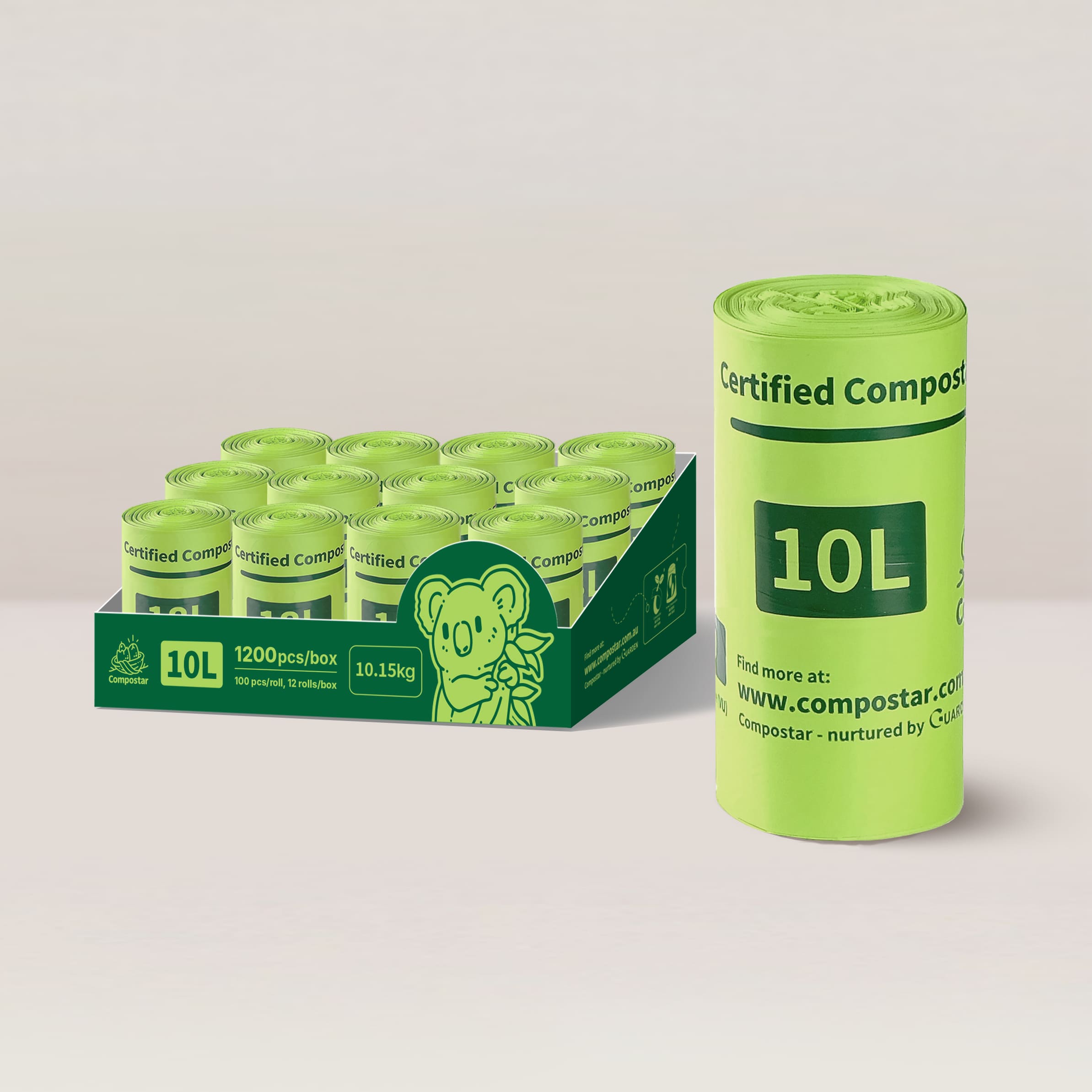 10L compostable film liners in carton pack for food waste caddies and business supply