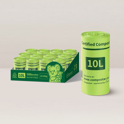 10L compostable film liners in carton pack for food waste caddies and business supply