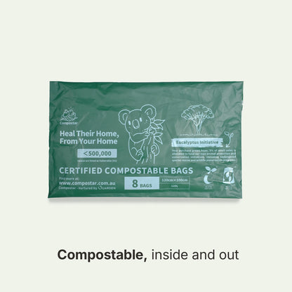 120L Compostable Courier Bag. Dispose in FOGO Bin Liners & Green bin bags Council. Certified like Organics Bin Liners for council bins. Same material as Eco Friendly Bin Liners & Food Scrap Bags.
