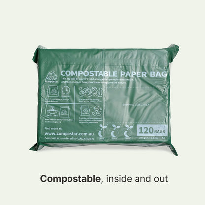 Back view with instructions. Certified Organics Bin Liners for council bins. Eco Friendly Bin Liners & Green bin bags Council approved.