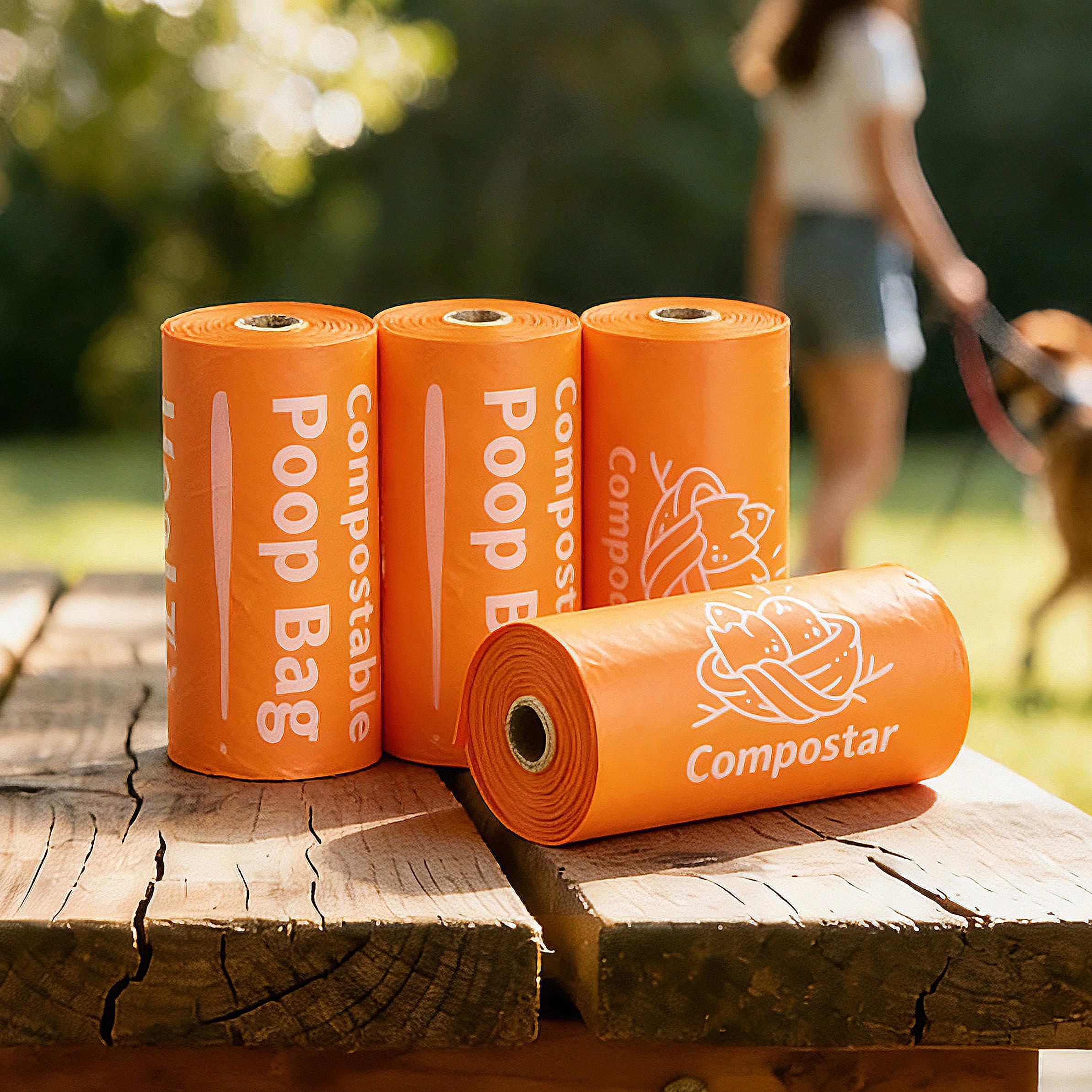 Extra thick compostable dog poop bags 4 rolls pack leak proof