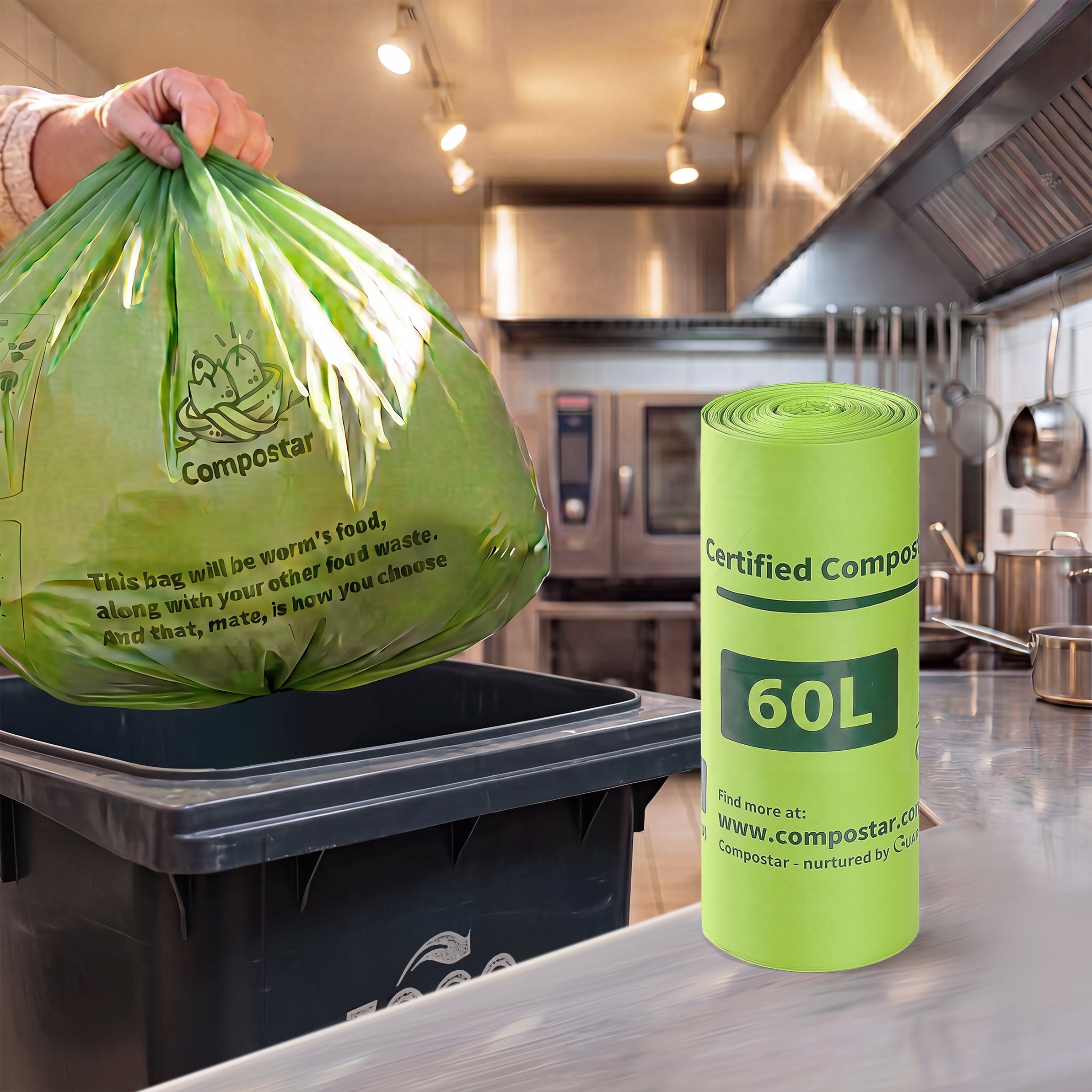 60L Medium Bin Compostable Liners – Carton Pack