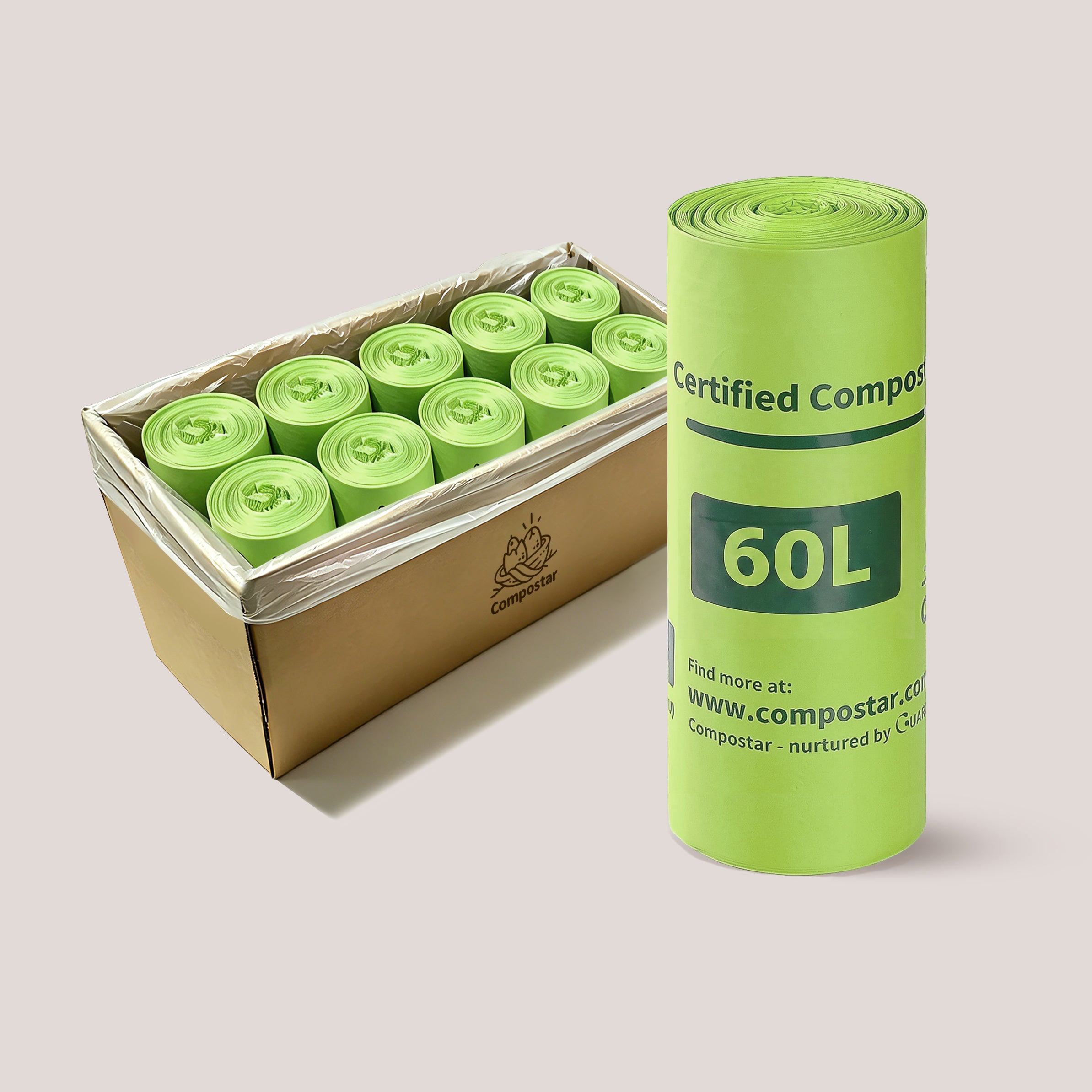 60L Medium Bin Compostable Liners – Carton Pack