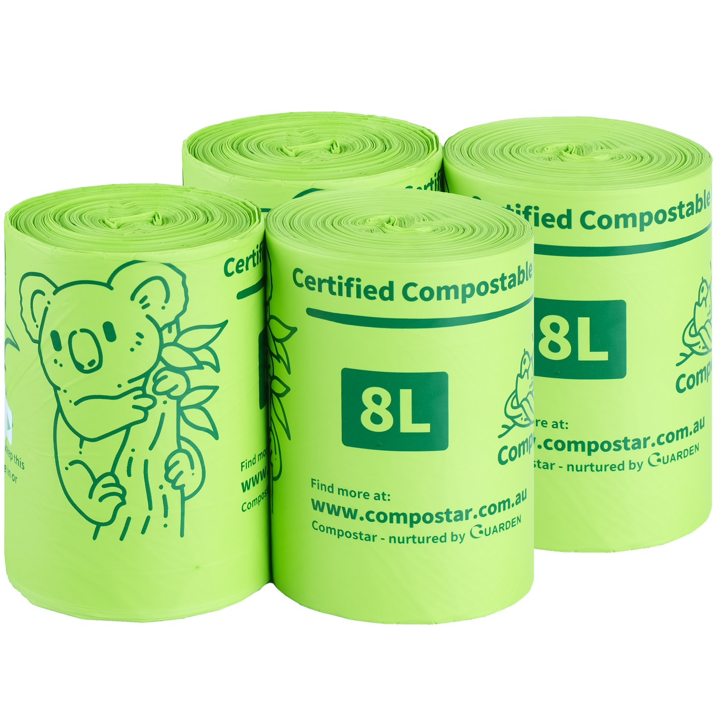 This rubbish bag is certified compostable. Made from plant-based compostable materials that safely decompose and are suitable  for approved councigreen bin / FOGO programs