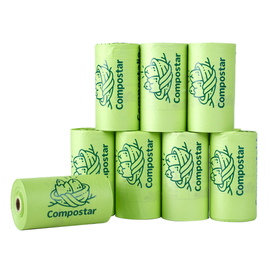 This rubbish bag is certified compostable. Made from plant-based compostable materials that safely decompose and are suitable  for approved councigreen bin / FOGO programs,Strong & leak-proof for on-the-go clean-ups· Easy tear-off designa,no microplastics, Safe for soil and waterways The eco-conscious pet owner's choice