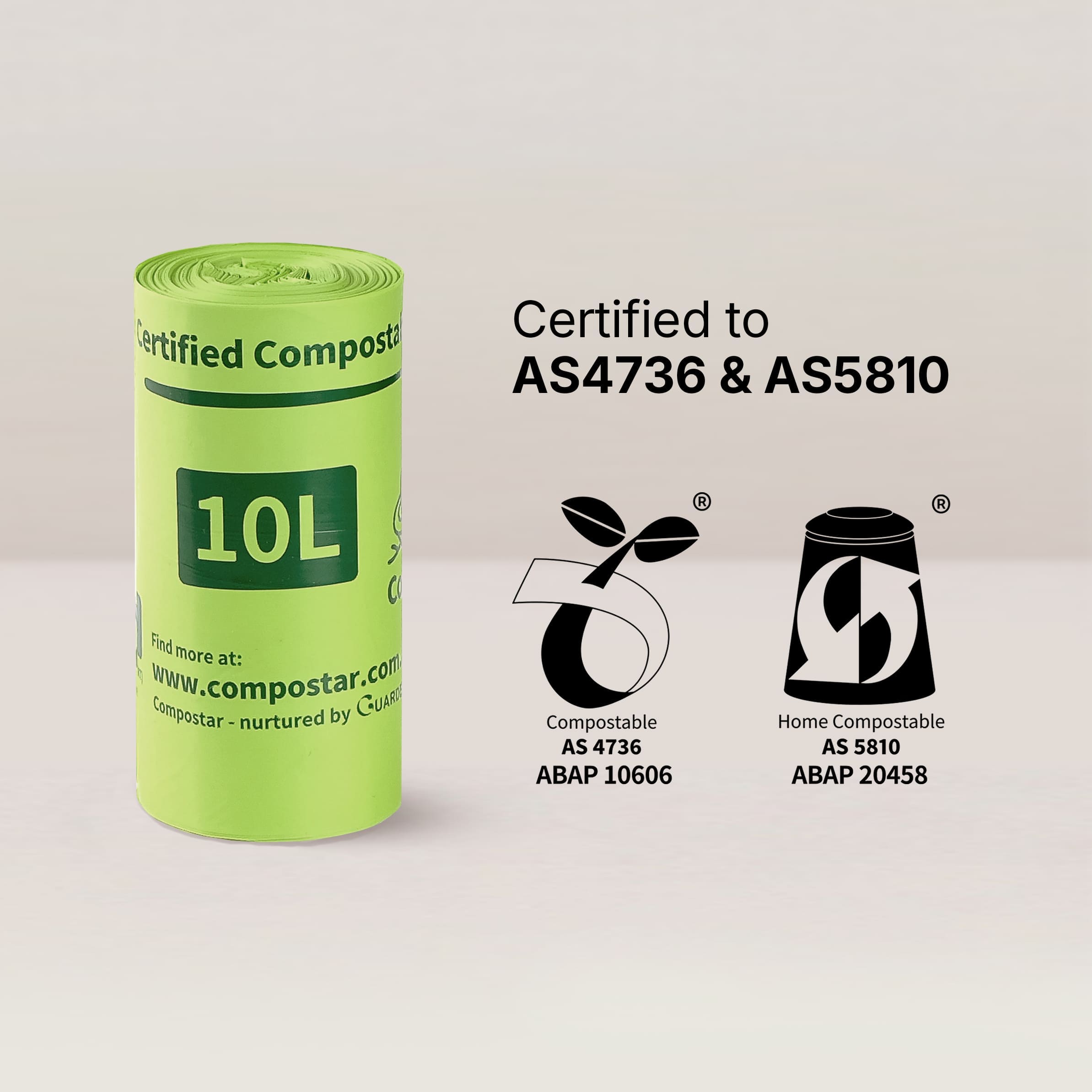10L compostable bags with AS4736 and AS5810 certification for Australian FOGO programs