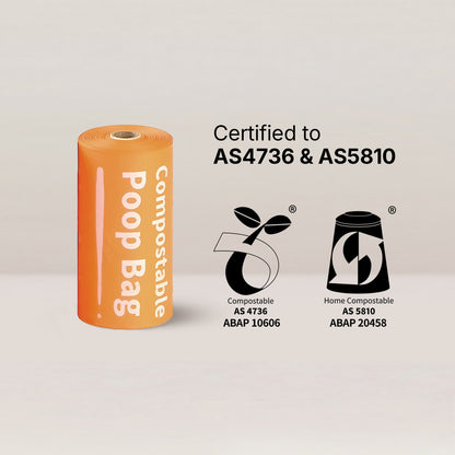 AS4736 and AS5810 certified home compostable dog poop bags for sustainable waste