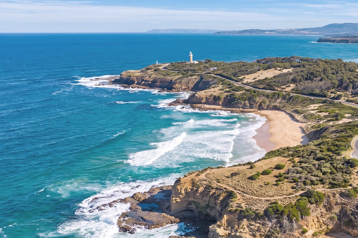 Pristine Australian coastline at Aireys Inlet, representing Compostar’s mission to protect our environment with the strongest compostable bin liners.