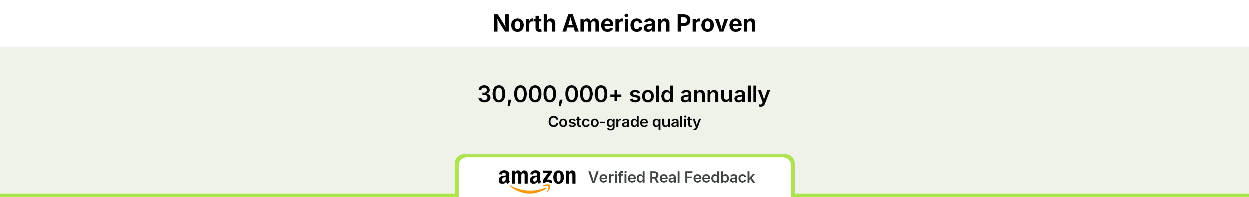 Compostar trust banner showcasing North American market success with over 30 million sold annually and Costco-grade quality standards.