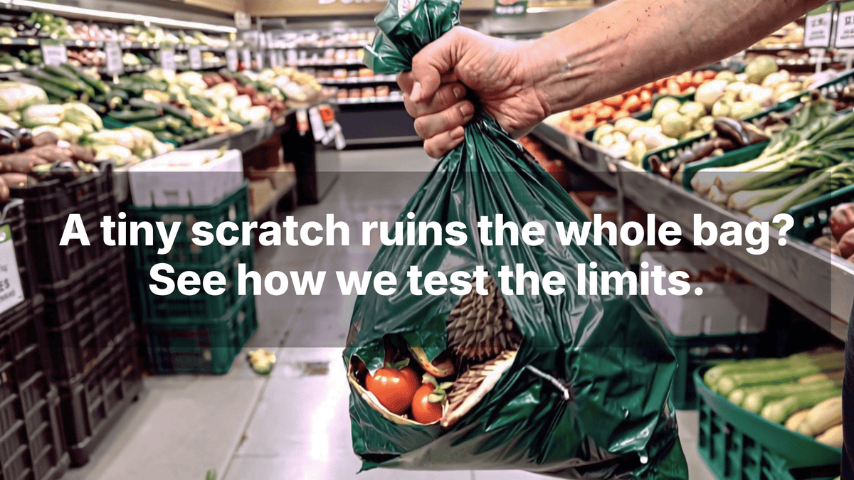 Compostar tear and scratch resistance test for compostable food waste liners