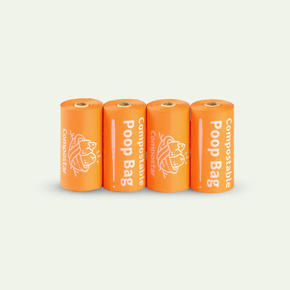 Compostable Dog Poop Bags rolls. Made from same material as Eco Friendly Bin Liners & Food Scrap Bags. Strong leak-proof eco bin bags.